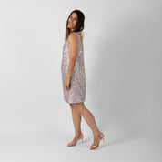 Imu sequin shift dress in silver pearl