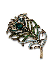 Feather diamanté brooch