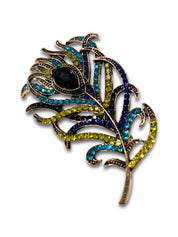 Feather diamanté brooch