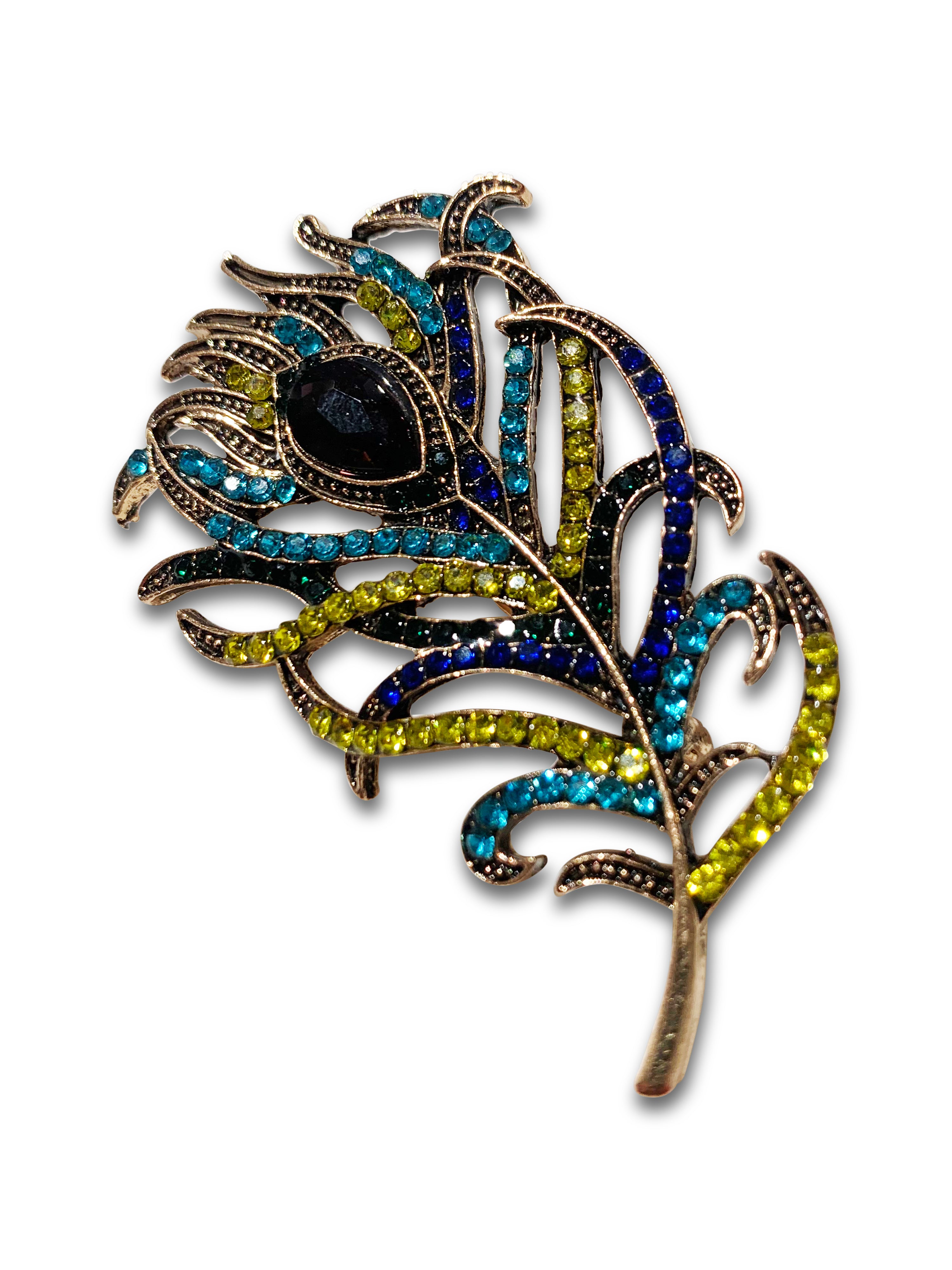 Feather diamanté brooch