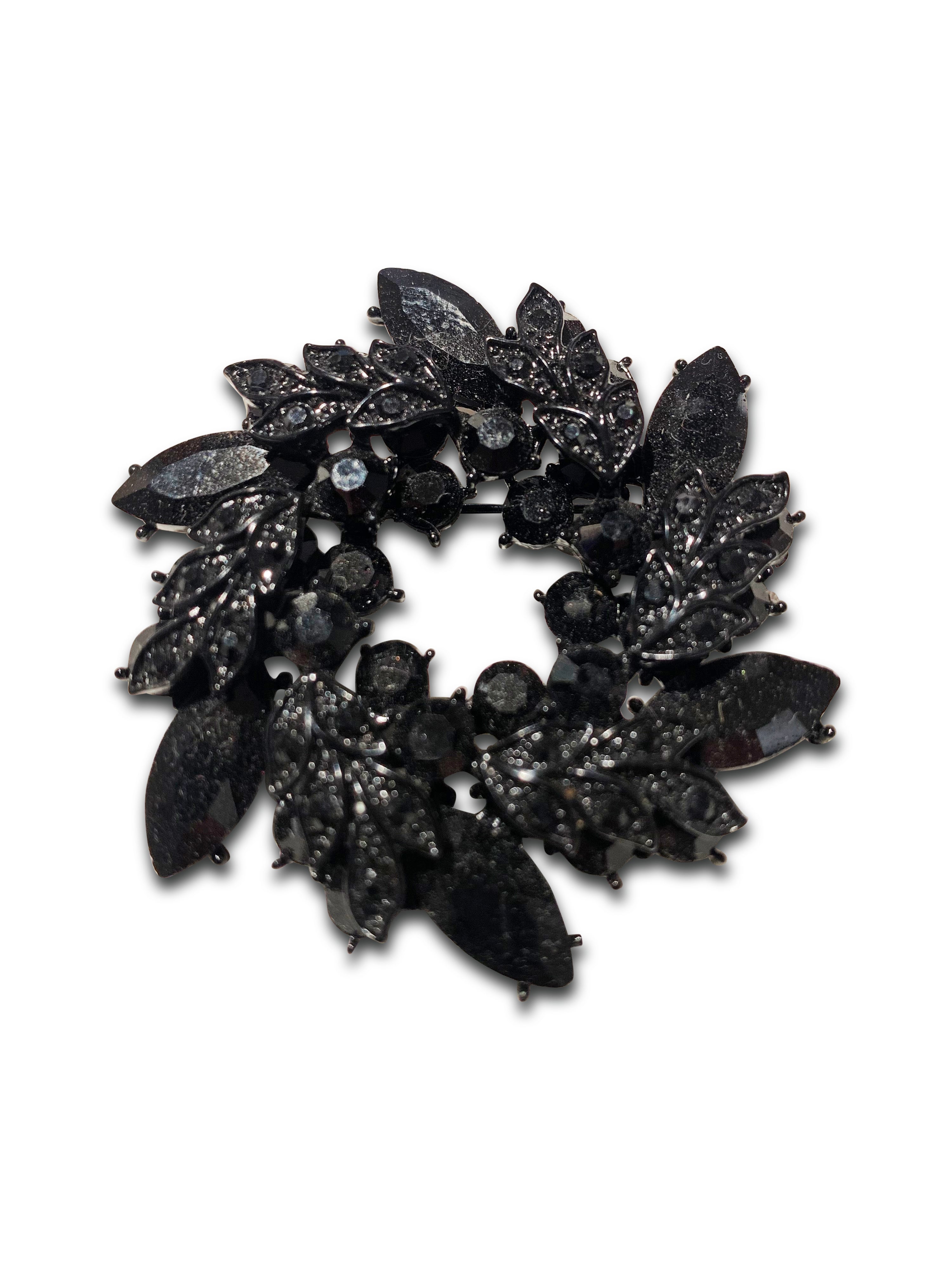 Black diamanté brooch
