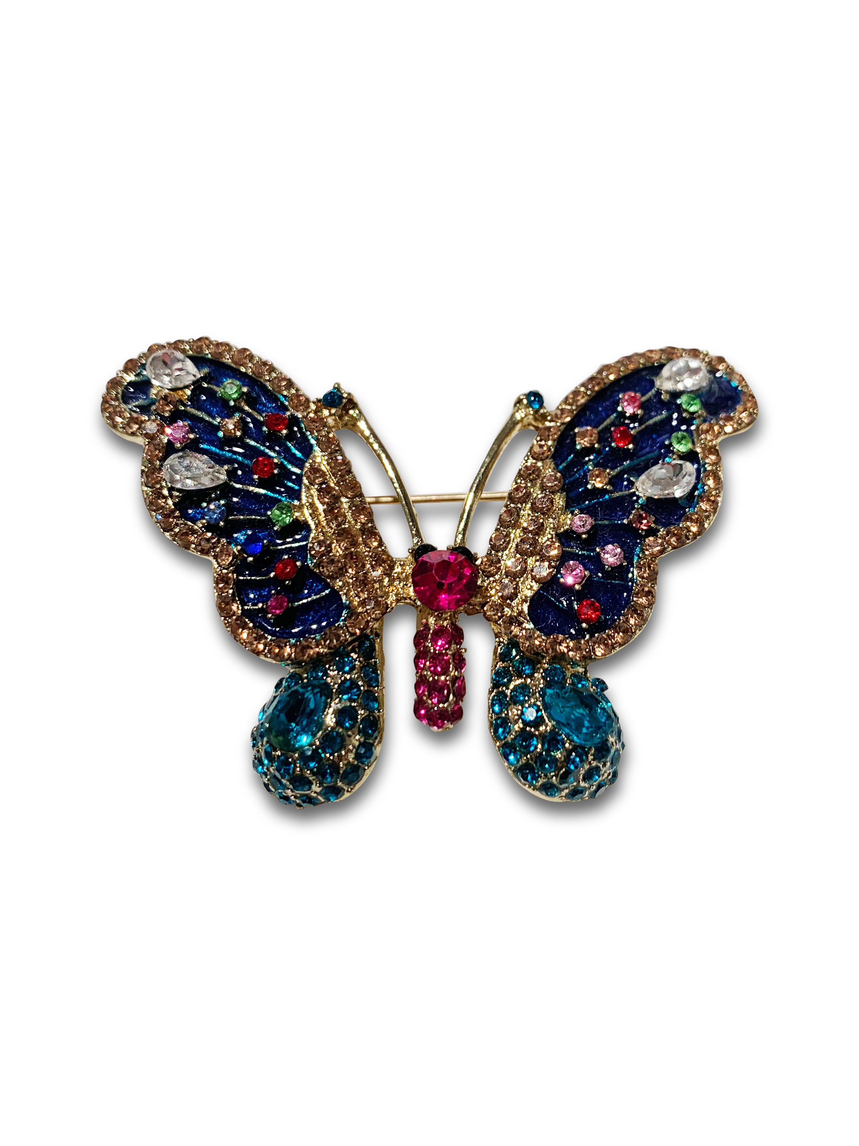 Butterfly diamanté brooch