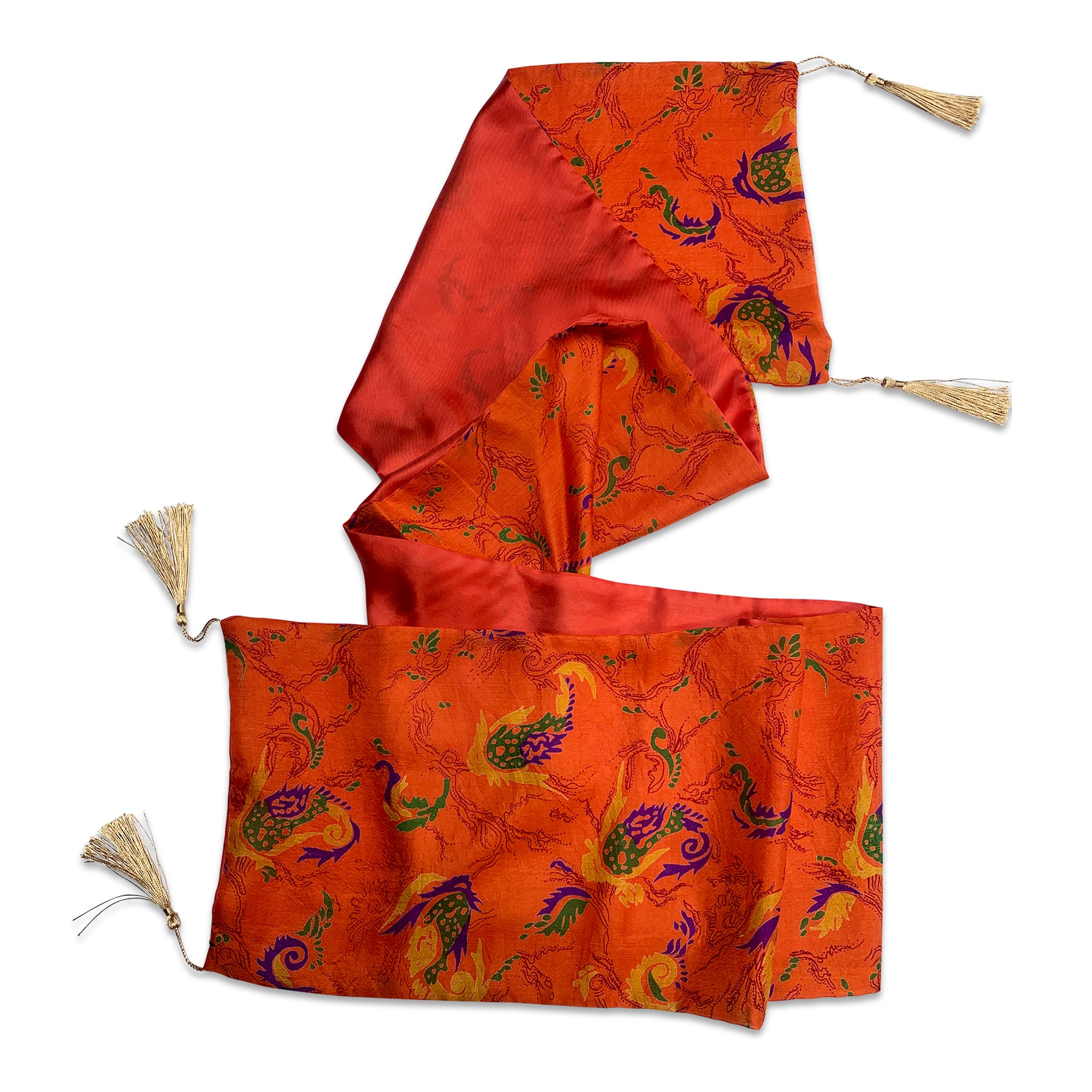 vintage silk sari scarf spritz orange
