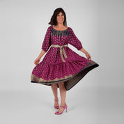 Ausus - Vintage Silk Sari Star Magenta Sari Dress
