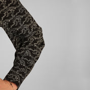 Nettie wears style Ilu long sleeve maxi shirt dress in celestial sunrise close up