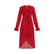 Houli midaxi wrap dress red invisible mannequin
