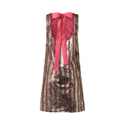 Imu Sequins shift dress silver and pink invisible mannequin back