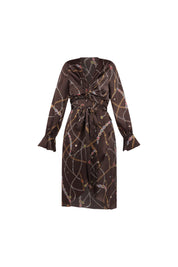 Houli midaxi wrap dress grey chain print invisible mannequin