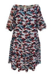 Ausus -Sunset Camo Print Chiffon Maxi Dress flat shot