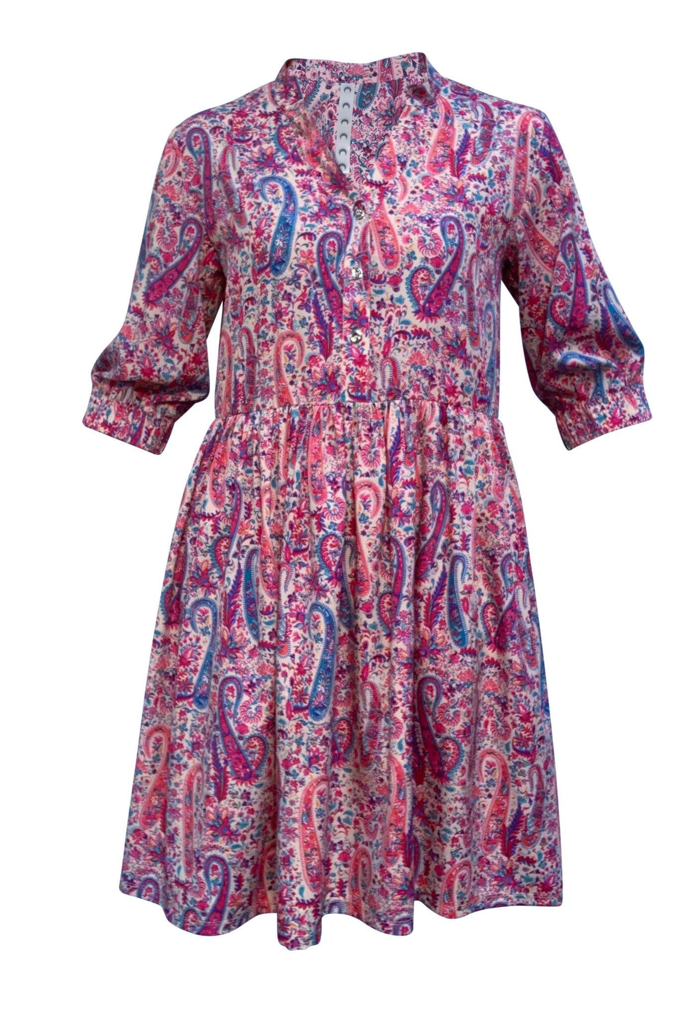 Sara Psychedelic Paisley Print Skater Style Shirt Dress Flat Shot