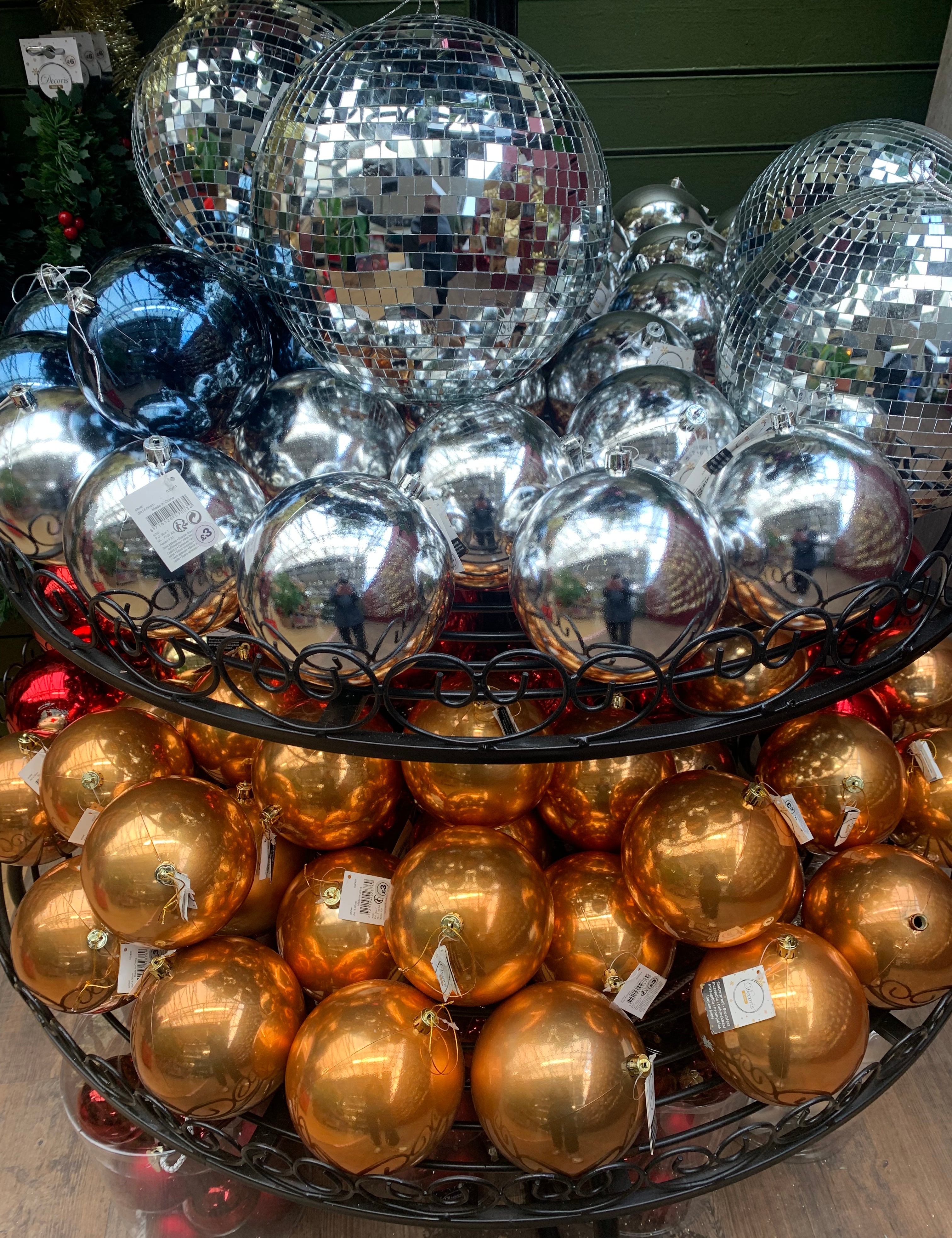 silver and gold baubles