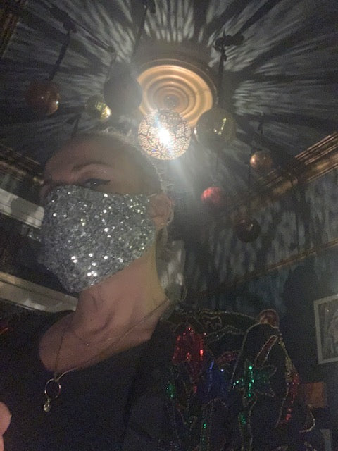 rebecca in sequin mask