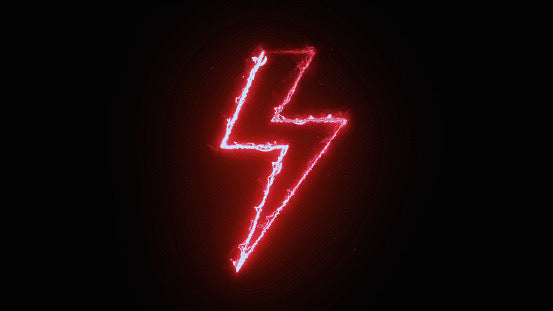 red neon sign of lightening bolt