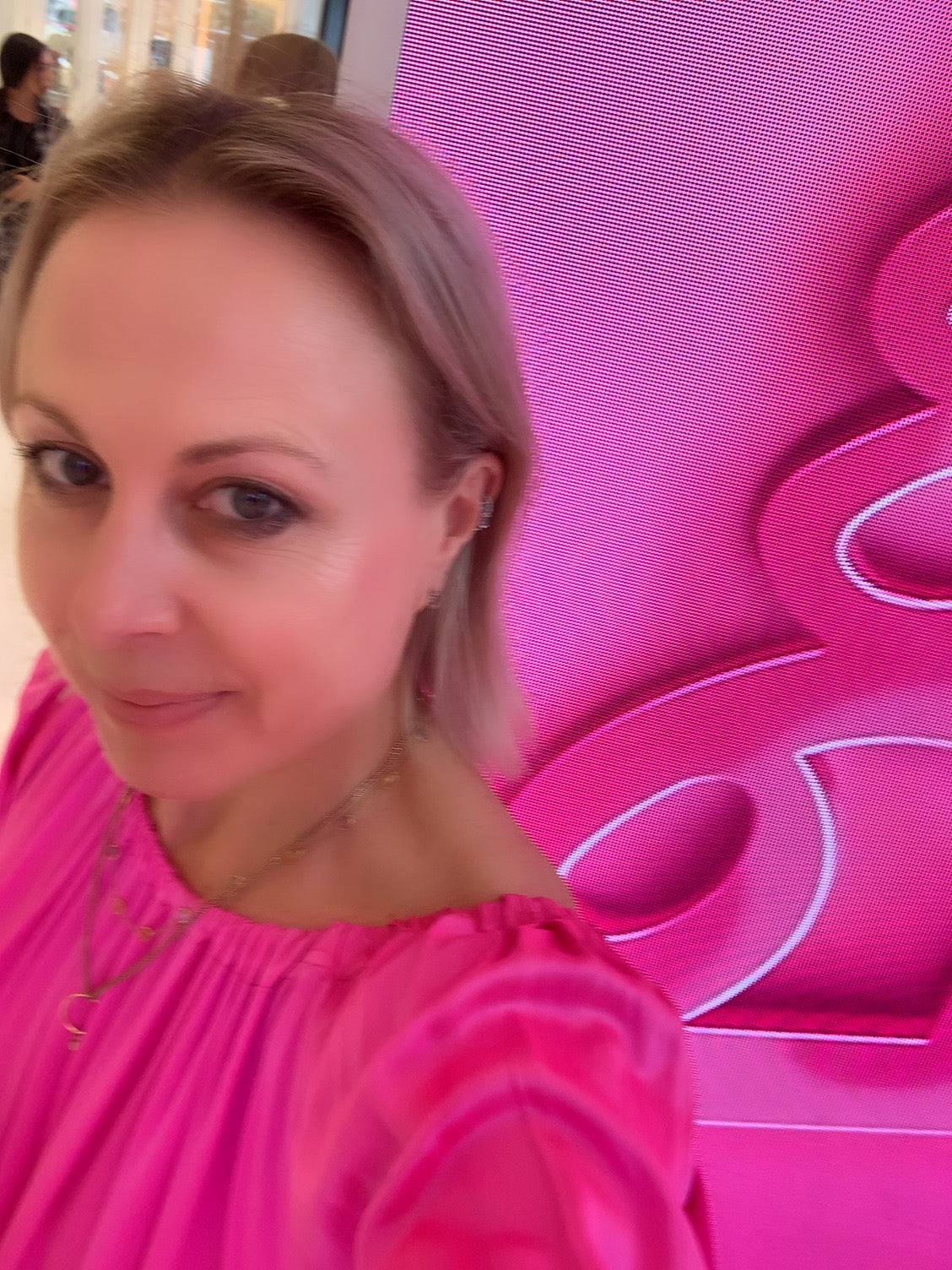 Rebecca wearing ausus in super pink