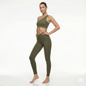 Ribbed One-Shoulder Activewear Sage Green 