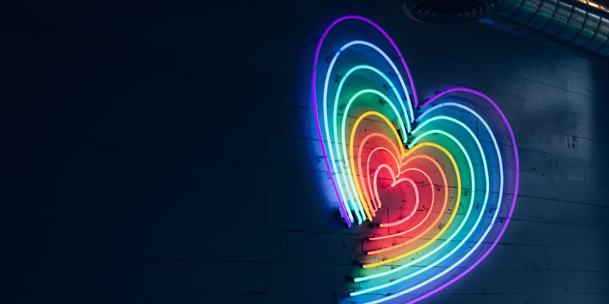neon rainbow coloured heart