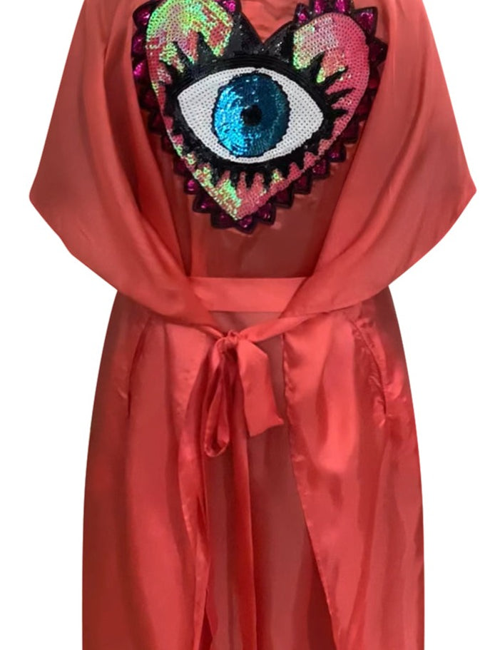 Neem - Flamingo Pink Floral Kimono Style Wrap Dress