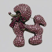 Pink Psve Poodle Brooch on grey back ground