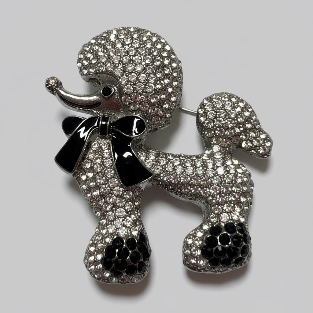Diamanté Brooch Poodle Dog