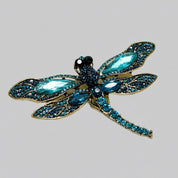 Blue dragonfly diamanté brooch