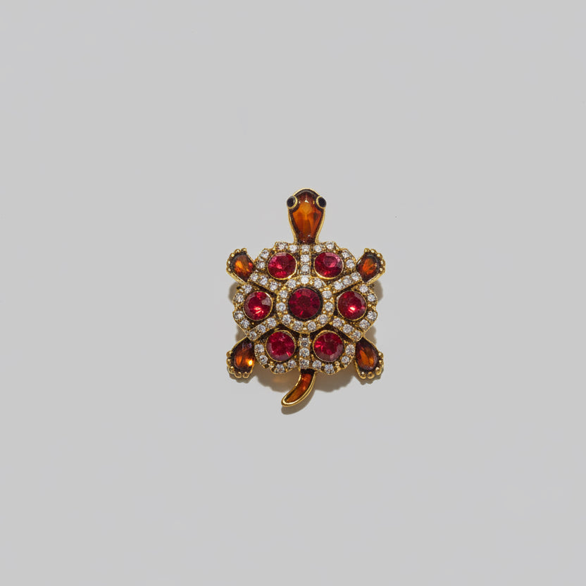 Diamanté turtle brooch