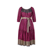 Ausus - Vintage Silk Sari Star Magenta Sari Dress invisible mannequin
