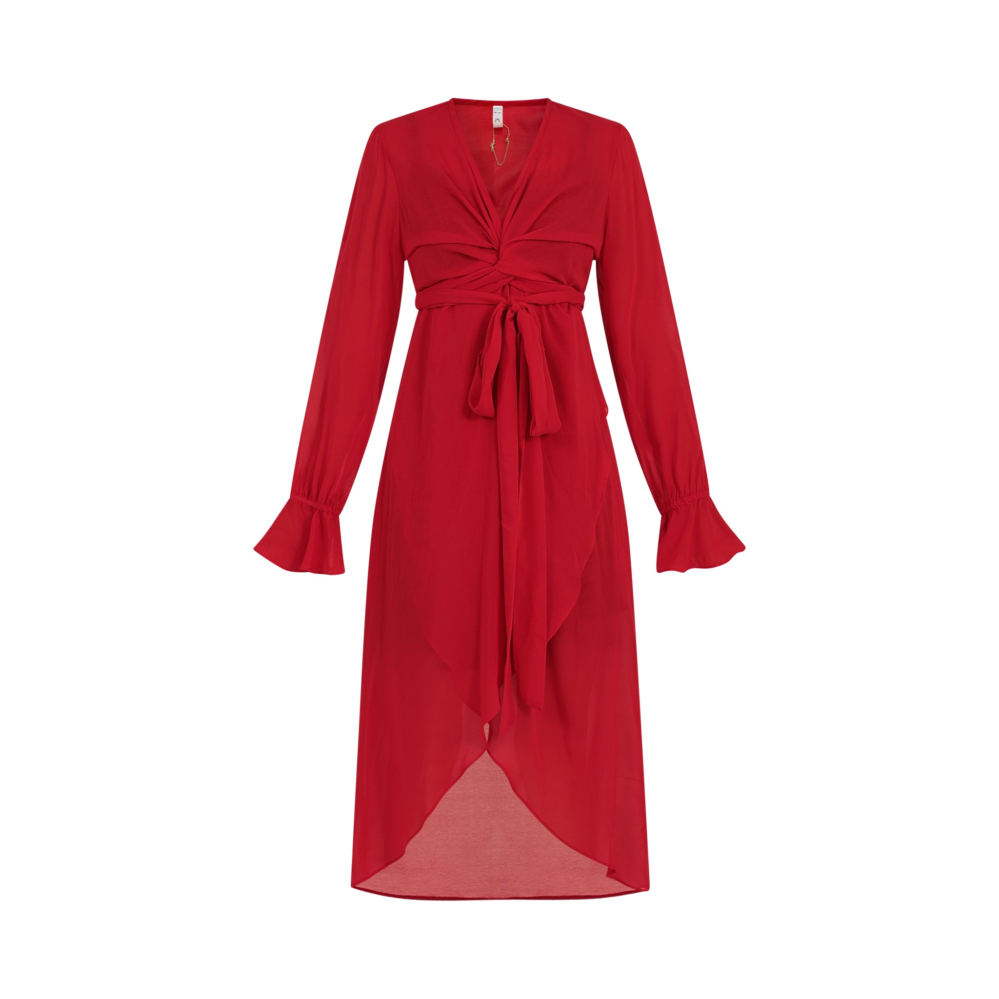 Houli midaxi wrap dress red invisible mannequin
