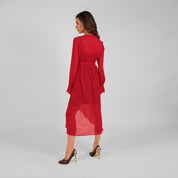 Houli midaxi wrap dress red