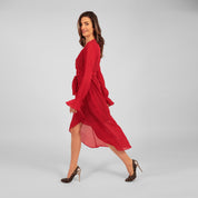 Houli midaxi wrap dress red