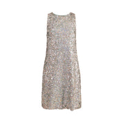 Imu sequin shift dress in silver invisible mannequin front