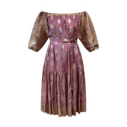  Ausus - Vintage Silk Sari Rose Quartz Pink Maxi Dress flat shot