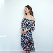 Ausus -Sunset Camo Print Chiffon Maxi Dress