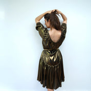 Ausus - Metallic Gold Maxi Dress back view