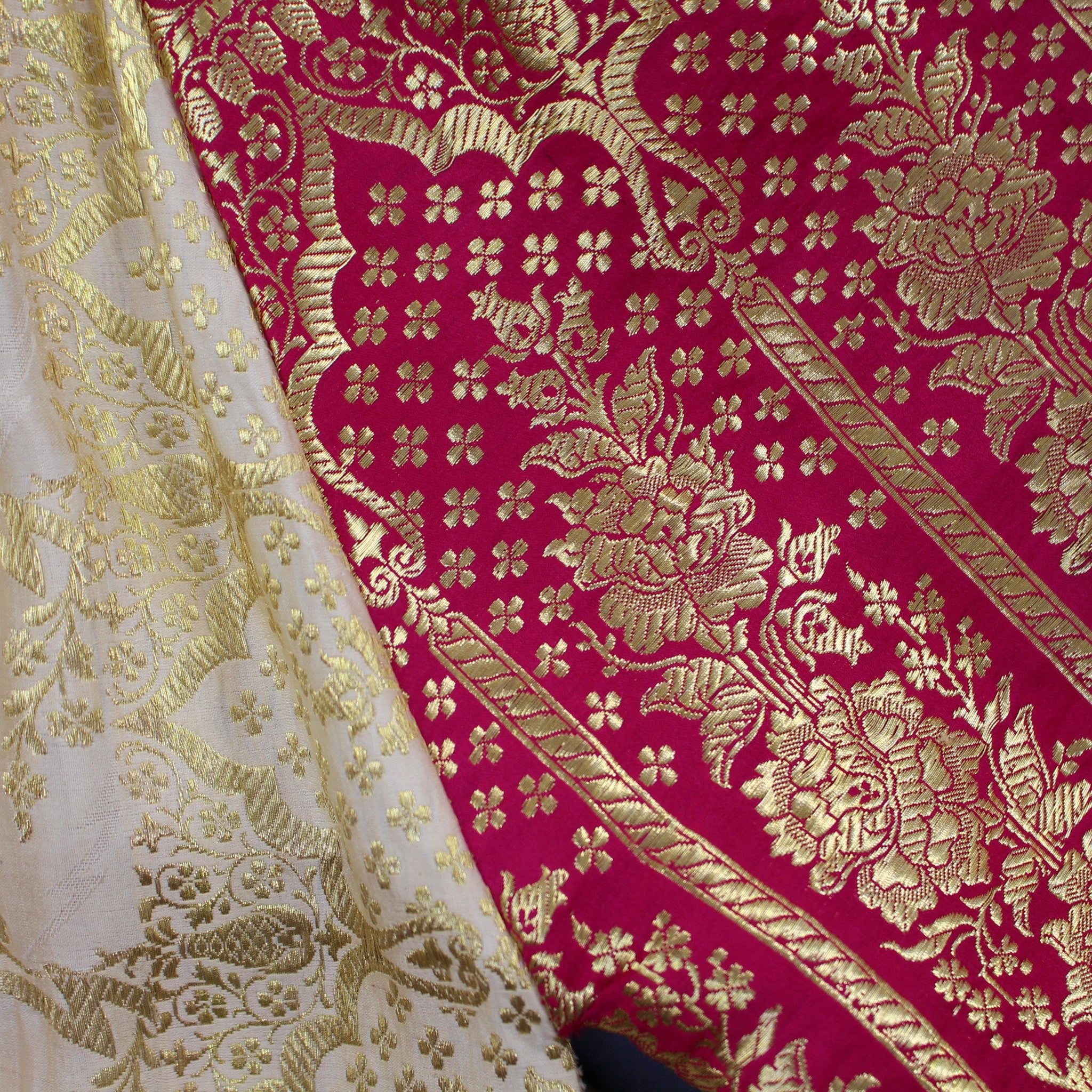 Ausus - Vintage Silk Sari Celestial Gold Sari Dress close up