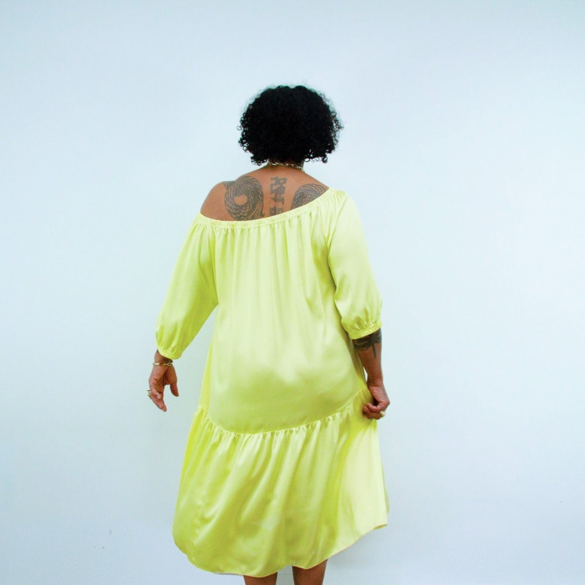 Ausus -Sherbet Yellow Maxi Dress back view