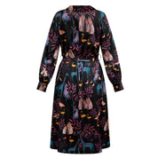 elama dark ground animal print long sleeve shirt dress flat shot back
