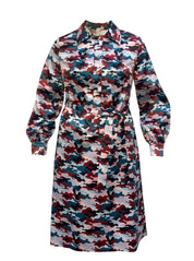 Elama Sunset Camouflage Print Long Sleeve Shirt Dress Flat Shot