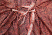 Neem - Vintage Silk Sari Ochre Paisley Print Kimono Style Wrap Dress close up