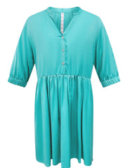 Sara - Jade Green Skater Style Shirt Dress flat shot