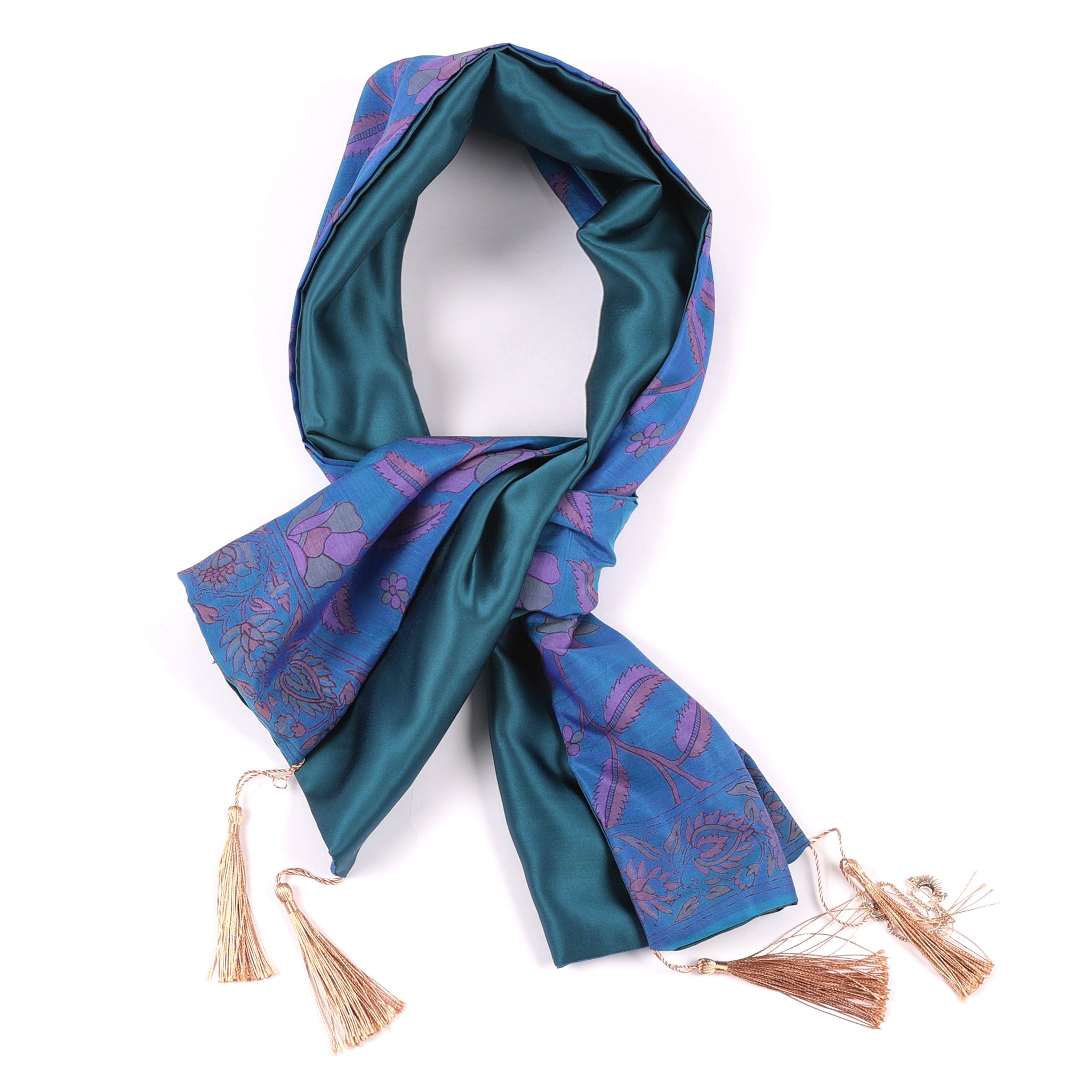 indigo blue vintage silk sari scarf