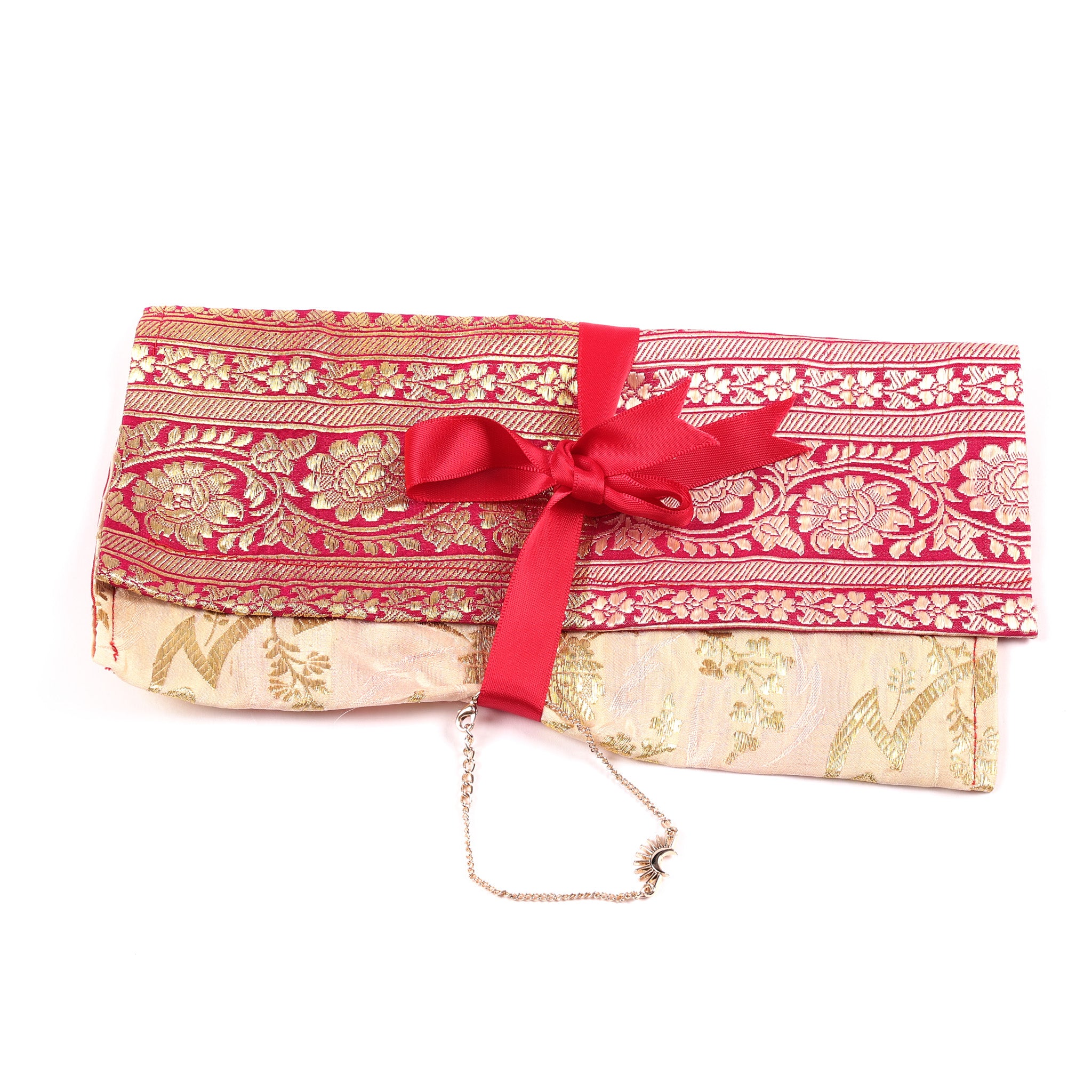 celestial gold purse made from vintage silk sari
